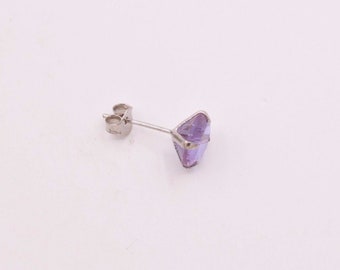 Orecchini A Bottone In Ametista Viola Naturale Per Donna - Argento Sterling 925 Placcato - Pietra Portafortuna Febbraio - Fatto A Mano
