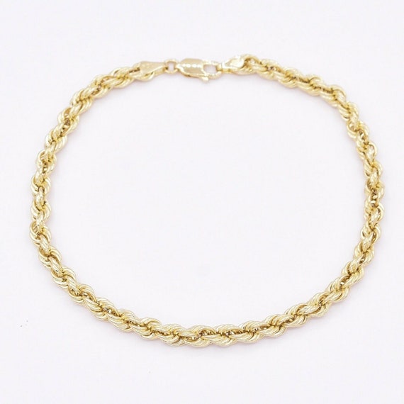 10K Gold Bracelet | 6mm Strap Rope Rose Gold Mens Bracelet | Medusa jewelry