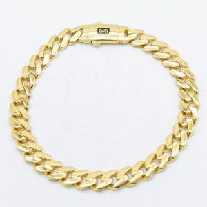 7.5mm Miami Cuban Link Bracelet Plain Shiny Box Clasp Real 10K Yellow Gold