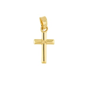 Small Cross with Bevel Edge Pendant 14K Yellow Gold