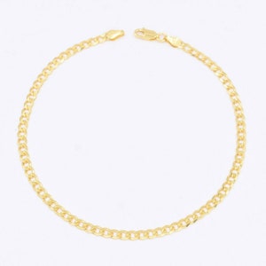 3.5mm Miami Cuban Link Ankle Anklet 14K Yellow Gold Clad Silver 925 10&quot;