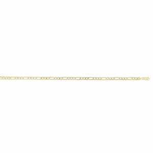 4.2mm Lite Two-Tone Pave Figaro Chain Necklace Real 14K Yellow White Gold