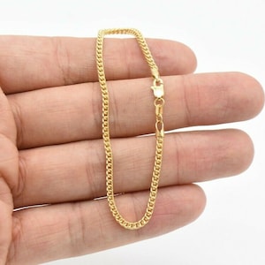 2.2mm Wheat Franco Chain Bracelet Real 10K Yellow Gold 7&quot;