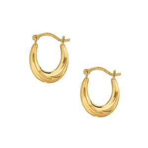 1/2&quot; Polierte Mini Oval Creolen Echt 10Kt Gelbgold 0.4gr