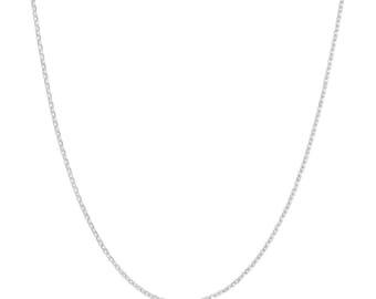 0.80 mm ダイヤモンドカット ケーブルチェーンネックレス 本物のソリッド 14K オールホワイトゴールド