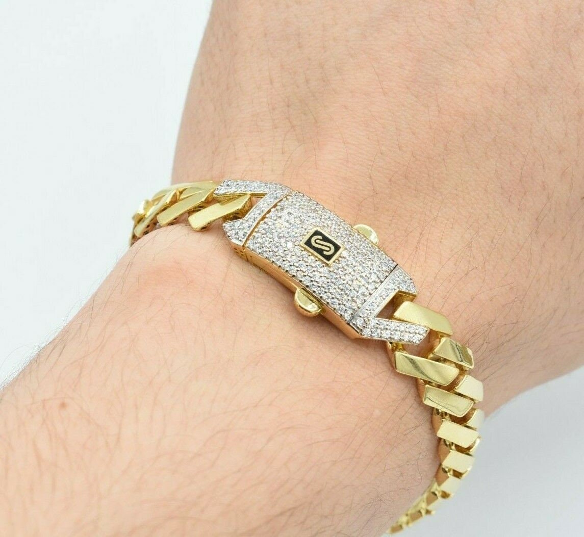 12mm Miami Cuban Royal Edge Link Bracelet CZ Box Clasp Real