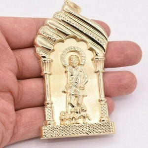 4 1/2&quot; Saint Lazarus Jesus Pendant Diamond Cut Real 10K Yellow Gold