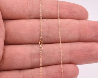 0.6mm Open Dainty Twisted Rope Chain Necklace Real Solid 14K Yellow Gold 16" 18"