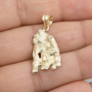 1 1/4&quot; Diamond Cut Gorilla Pendant Real 10K Solid Yellow Gold