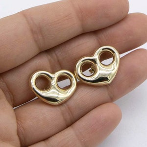 5/8&quot; Puffed Herz Ohrstecker Echt 10K Gelbgold