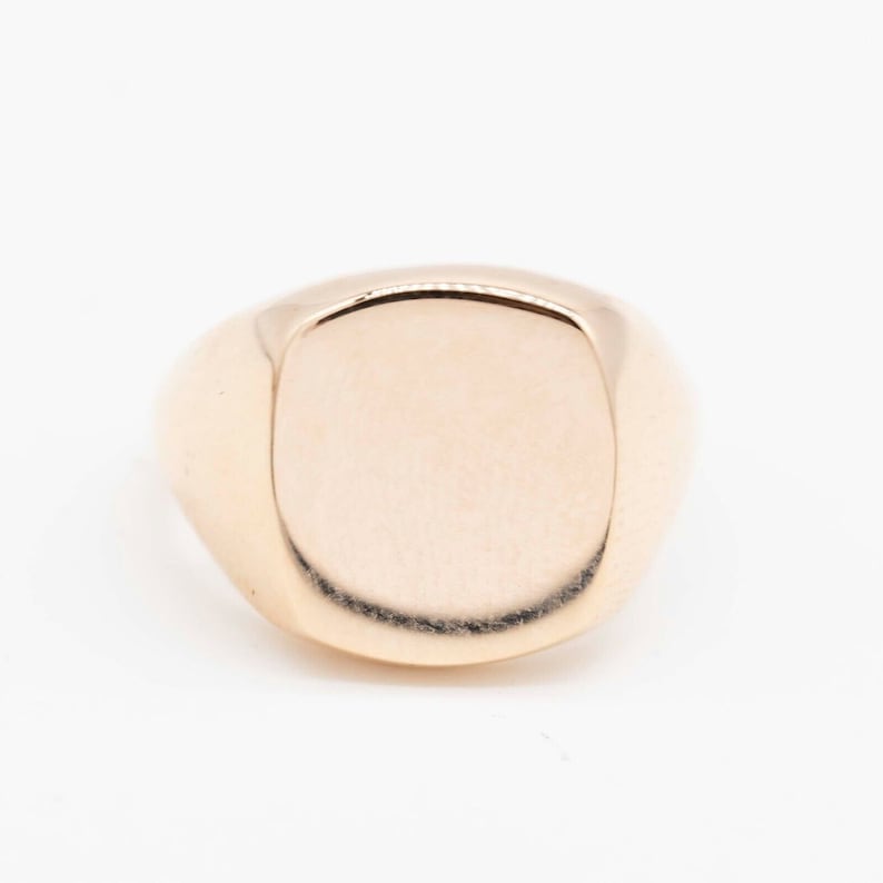 Signet Ring Real Large Shiny Signet Ring Real Solid 10K Rose Gold All Sizes - Etsy