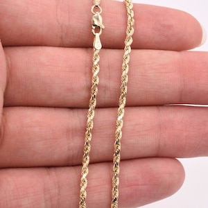 2.5mm Twisted Rope Chain Ankle Bracelet Anklet Real 10K Yellow Gold 10"