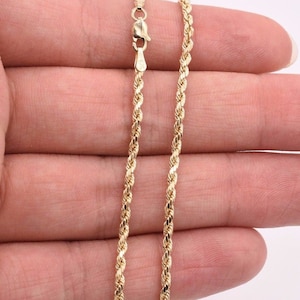 2,5 mm Twisted Rope Kette Ankle Armband Echt 10K Gelbgold 10&quot;
