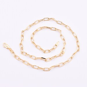 3.5mm Paper Clip Long Link Chain Necklace 10K Real Yellow Gold