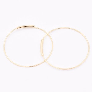 25mm Endless Wire Hoop Earrings Real 14K Yellow Gold