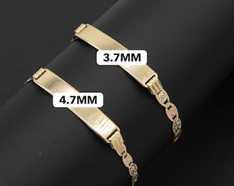 Dreifarbiges texturiertes Valentino Mariner ID Armband aus echtem 10K Gold