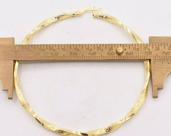 Piccola Chiave Greca Orecchini A Cerchio Oro Giallo 14 Carati 585 Orecchini In Oro Giallo H-166, Oro - Foto 9