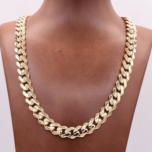 11mm Mens Miami Cuban Royal Link Chain Necklace Box Clasp Real 10K Yellow Gold