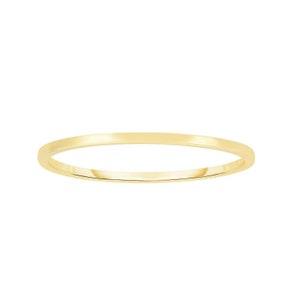 Polished 1.1mm Band Ring Real 14K Yellow Gold Size 7