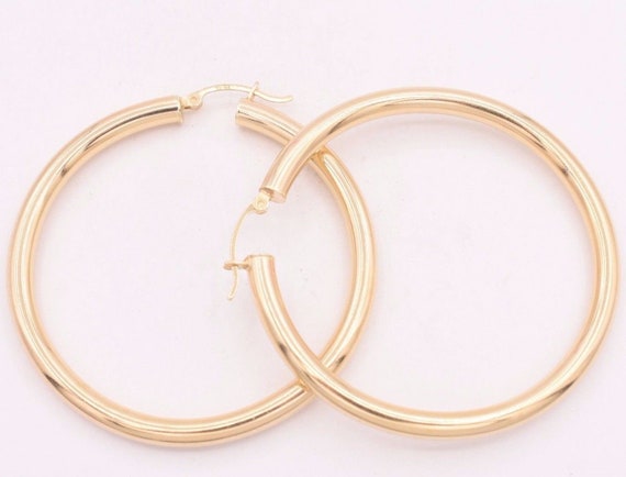 Orecchini A Cerchio 4 Cm Canna Tonda Lucida In Oro Giallo O Bianco - Foto 9