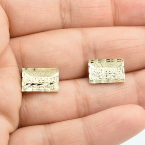 5/16 "Diamant Schliff Kleine Abendmahl Ohrstecker Echt 10K Gelbgold