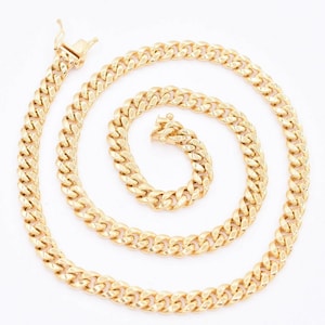 Collana con catena a maglie cubane Miami Royal da 6 mm, chiusura a scatola, vero oro giallo 10K, 18&quot;