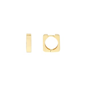 1/2&quot; Square Huggie Hoop Earrings Real 14K Yellow Gold