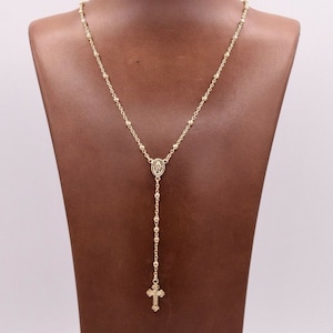 3mm Rosary Shiny Chain Necklace 14K Yellow Gold Clad Silver Italian ALL SIZES