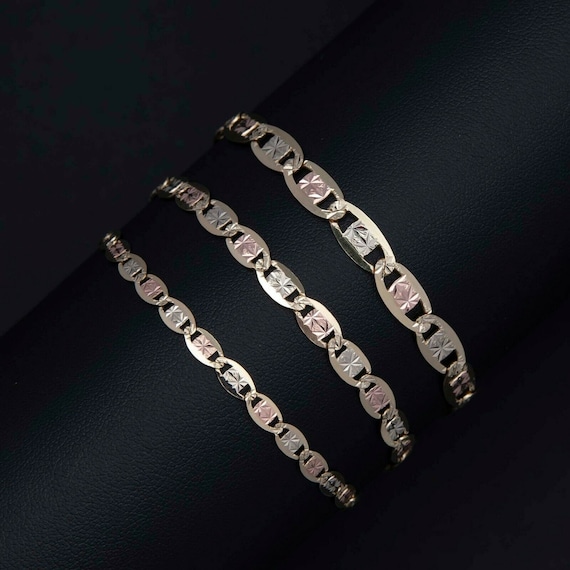 Textured Valentino Link Chain Bracelet 