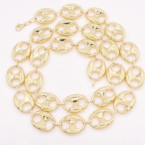 19mm Puffed Mariner Anchor Link Chain Necklace Real 10K Yellow Gold