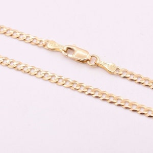 High Polish Cuban Curb Chain Anklet 14k Solid Yellow Gold 10&quot;