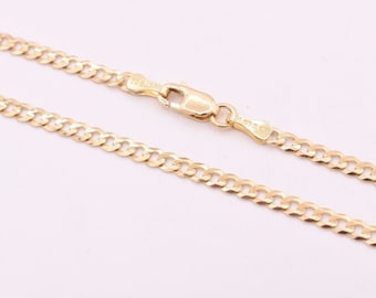 High Polish Cuban Curb Chain Anklet 14k Solid Yellow Gold 10&quot;