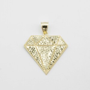 Textured Diamond Shaped Pendant Real 10K Gold Pendant All Sizes image 3