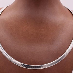 6mm Italian Reversible Omega Chain Necklace 14K Yellow Gold Clad Silver 925 image 6