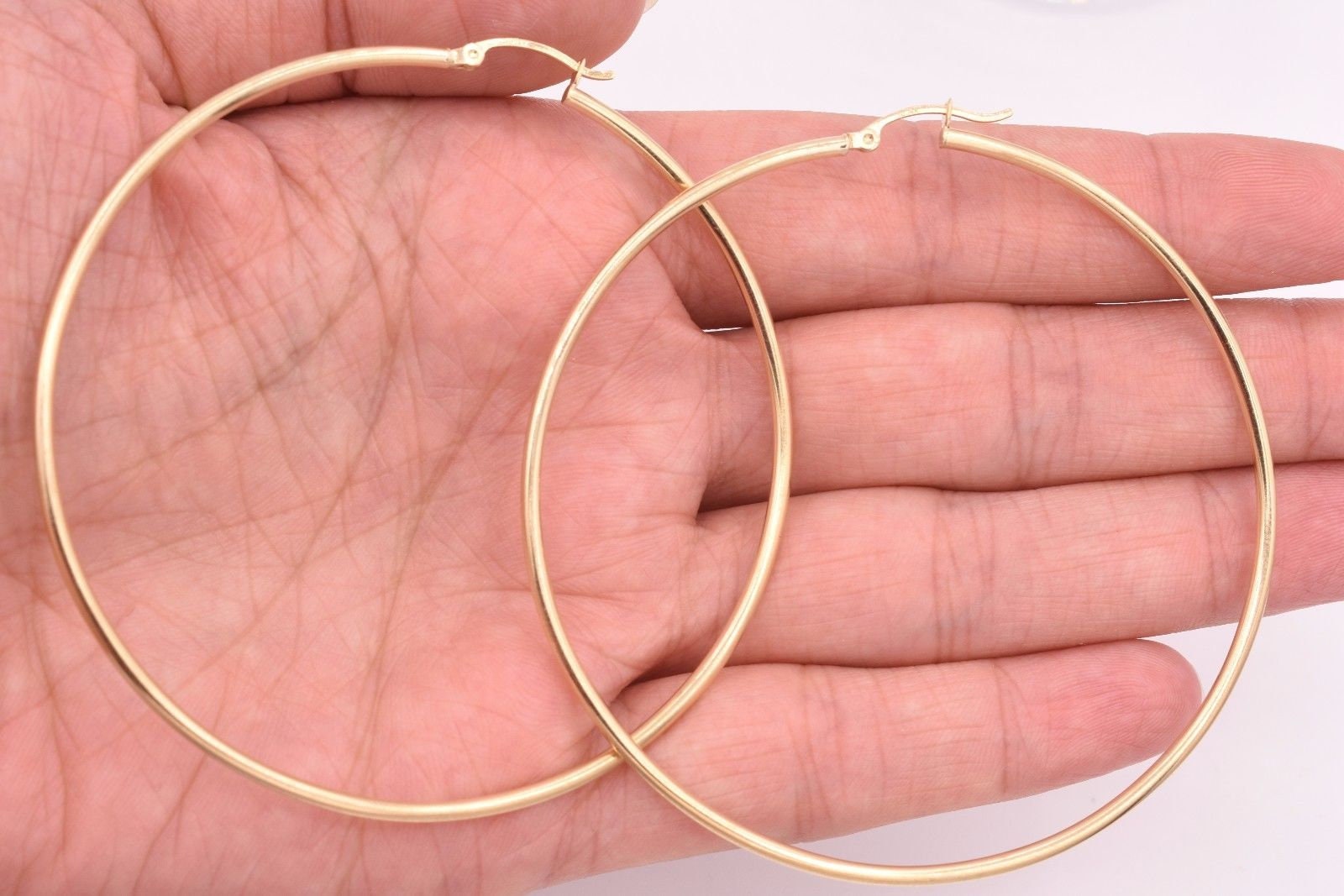 Orecchini A Cerchio, Tubo Rotondo Liscio 2 Mm, Diametro Interno 50 Mm Oro Giallo 18 Ct. Prcode Xlaa 0178