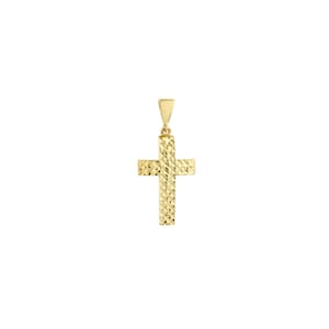 1" Diamond Cut Cross Jesus Charm Pendant Real 14K Yellow Gold