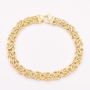 7mm All Shiny Classic Dome Byzantine Bracelet Lobster Lock Real 10K Yellow Gold