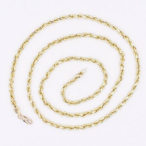 Collar con colgante de cadena de eslabones italianos de 4 mm en oro amarillo auténtico de 10 quilates hueco
