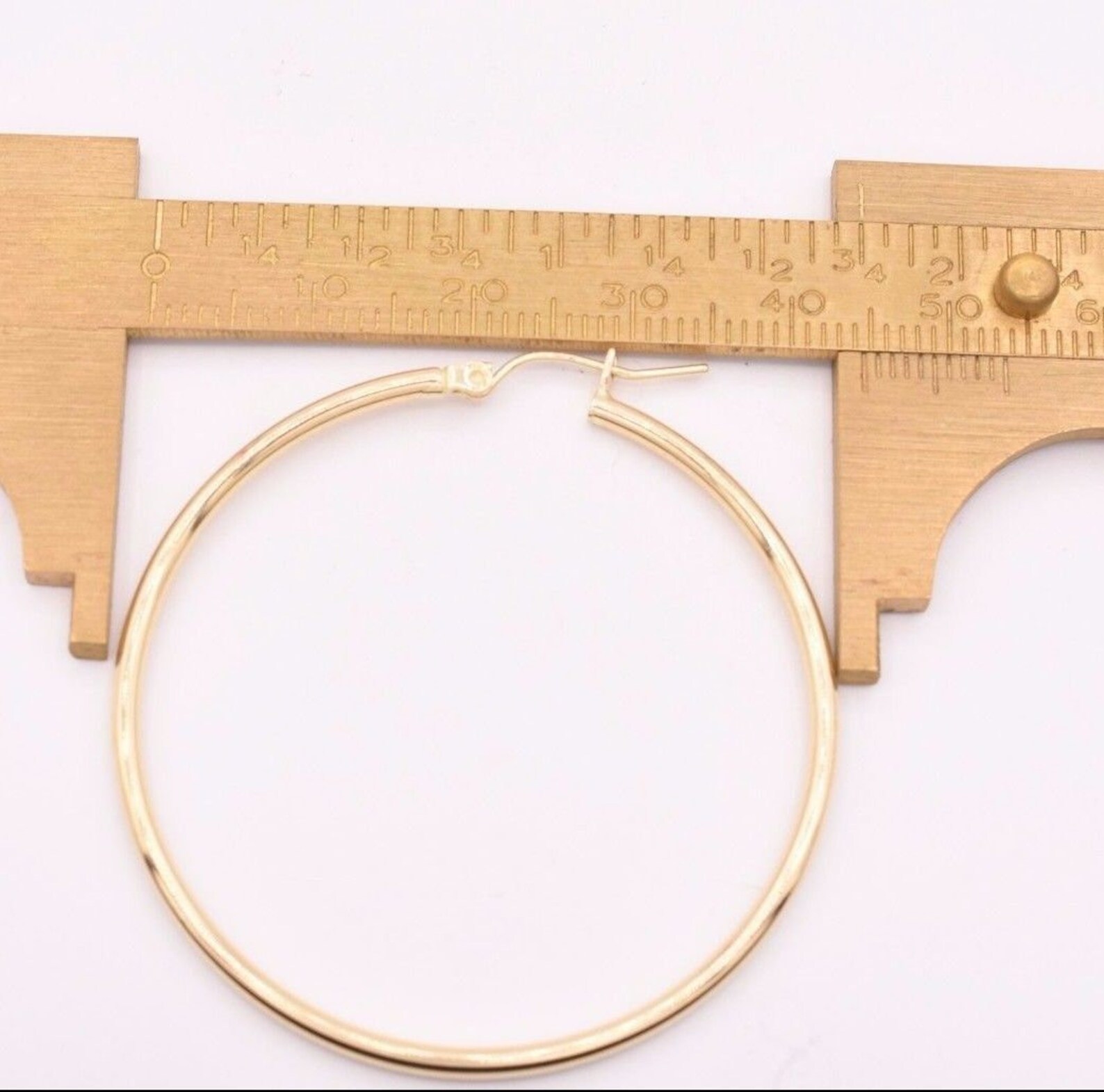1 3/4" Large Shiny Plain Hoop Earrings – Real 10K Yellow Gold, 2.6g, Snap Closure