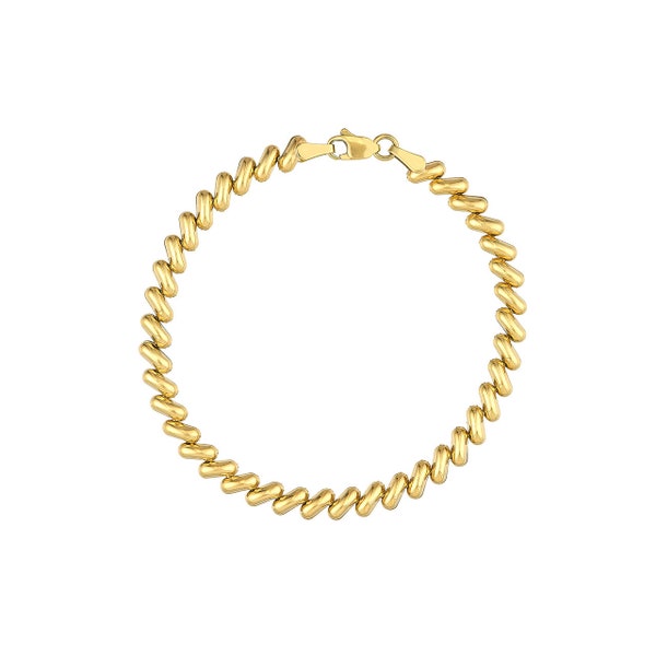 5mm Polished San Marco Bracelet Real 14K Yellow Gold 7.25"