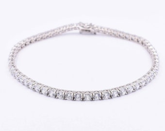 4mm Round Cut CZ Tennis Ankle Anklet Real Sterling Silver 925