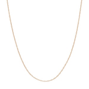 0.6mm Pendant Rope Chain with Spring Ring Real 14K Rose Gold 18"