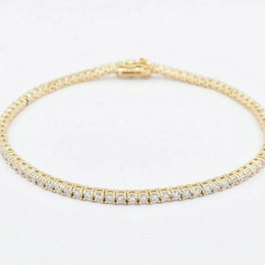 2.5mm Kids Baby Round CZ Tennis Bracelet Real Yellow Sterling Silver 925