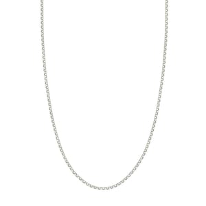2.50mm Hollow Rolo Chain Necklace Real 14K White Gold
