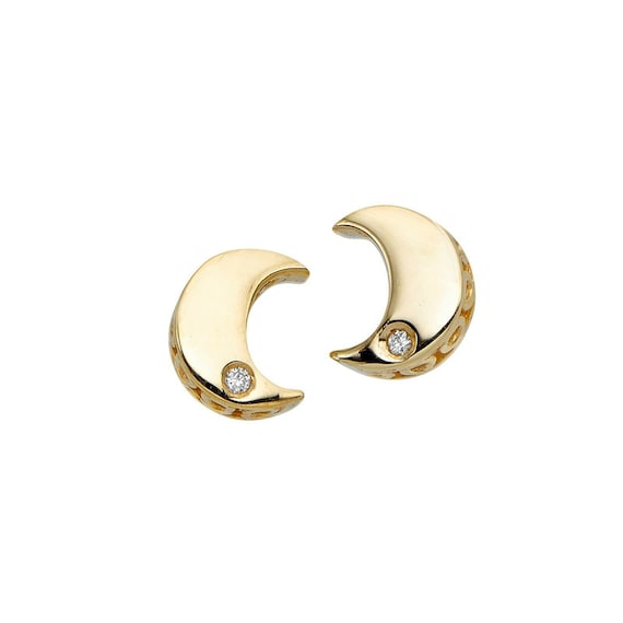 14k Gold .01ct Diamond Star Stud Celestial Earrings 14k Gold .01ct Diamond Star Stud Celestial Earrings