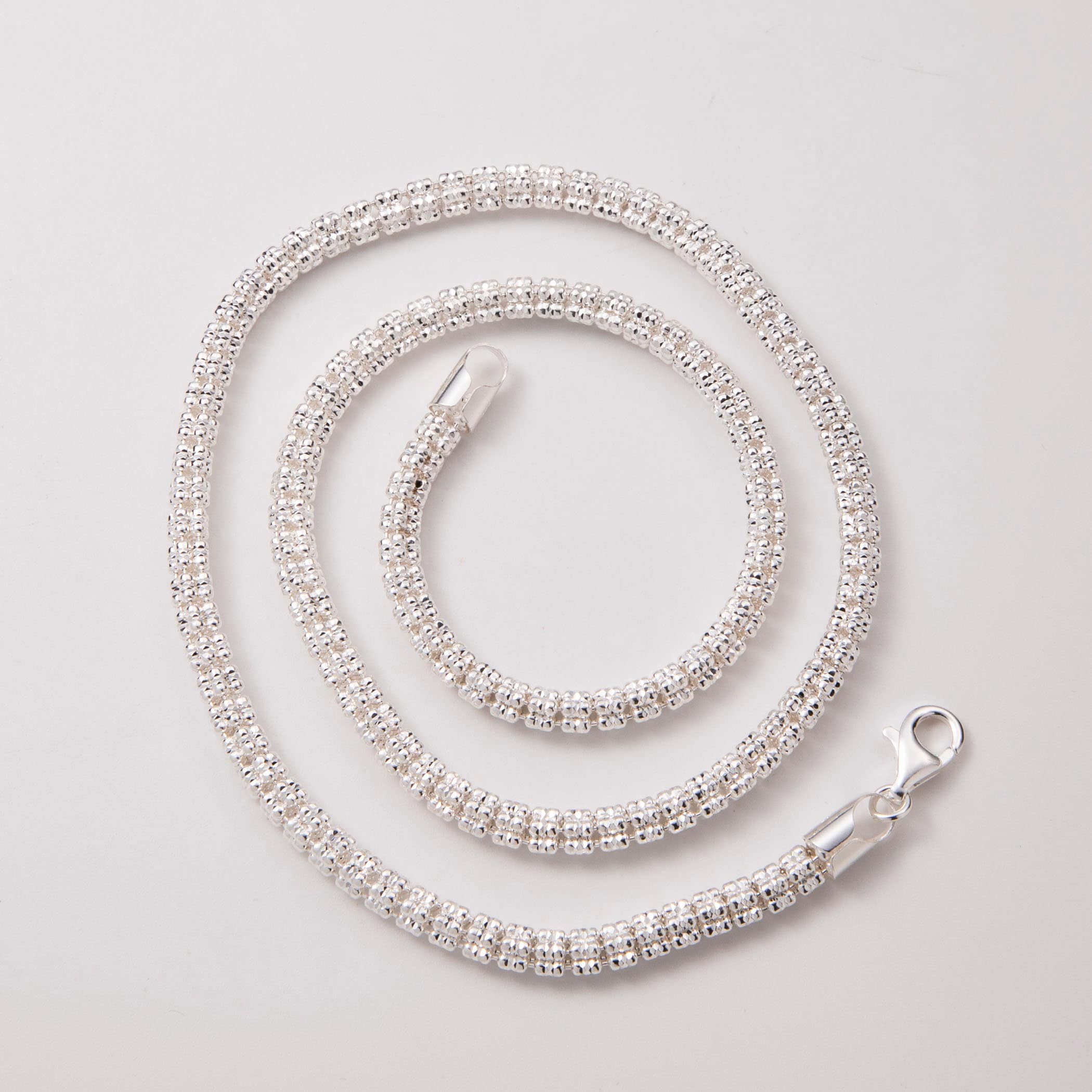 5mm Diamond-cut Ice Link Chain Sterling Silver 925 Italy All Sizes