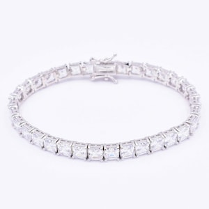 4.7 mm Quadrat Princess Cut Tennis Armband Echt Sterling Silber 925