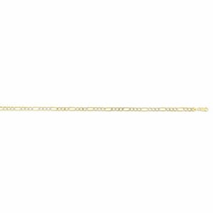 3.4mm Lite Two-Tone Pave Figaro Chain Necklace Real 14K Yellow White Gold
