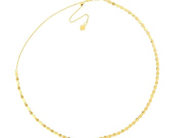 2,7 mm Regulowany Naszyjnik Choker Valentino z Łańcuszkiem Prawdziwe 14K Żółte Złoto 17"