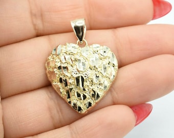 10K Gold Authentic Heart Charm Pendant with CZ for Men Women Children Kids 10K Gold Authentic Heart Charm Pendant with CZ for Men Women Children Kids